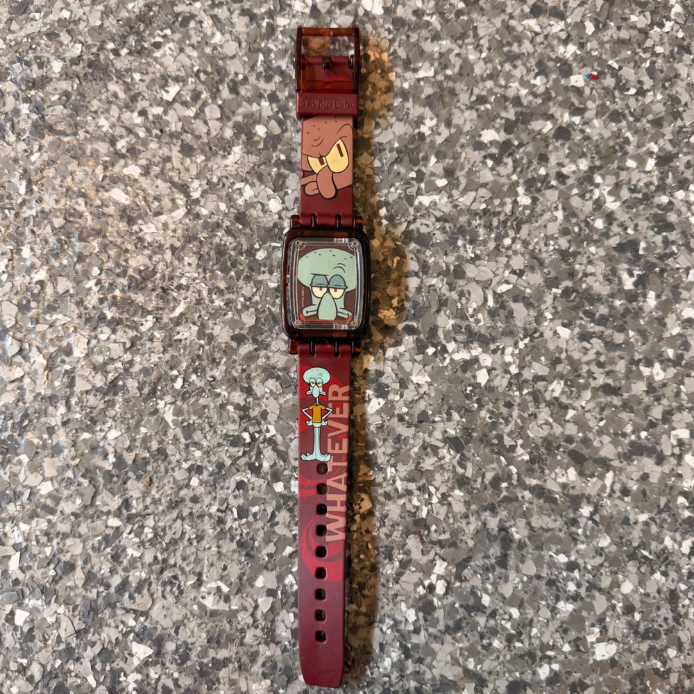 SpongeBob SquarePants Squidward Tentacles Flip Digital Watch Burgundy 2004 Y2K